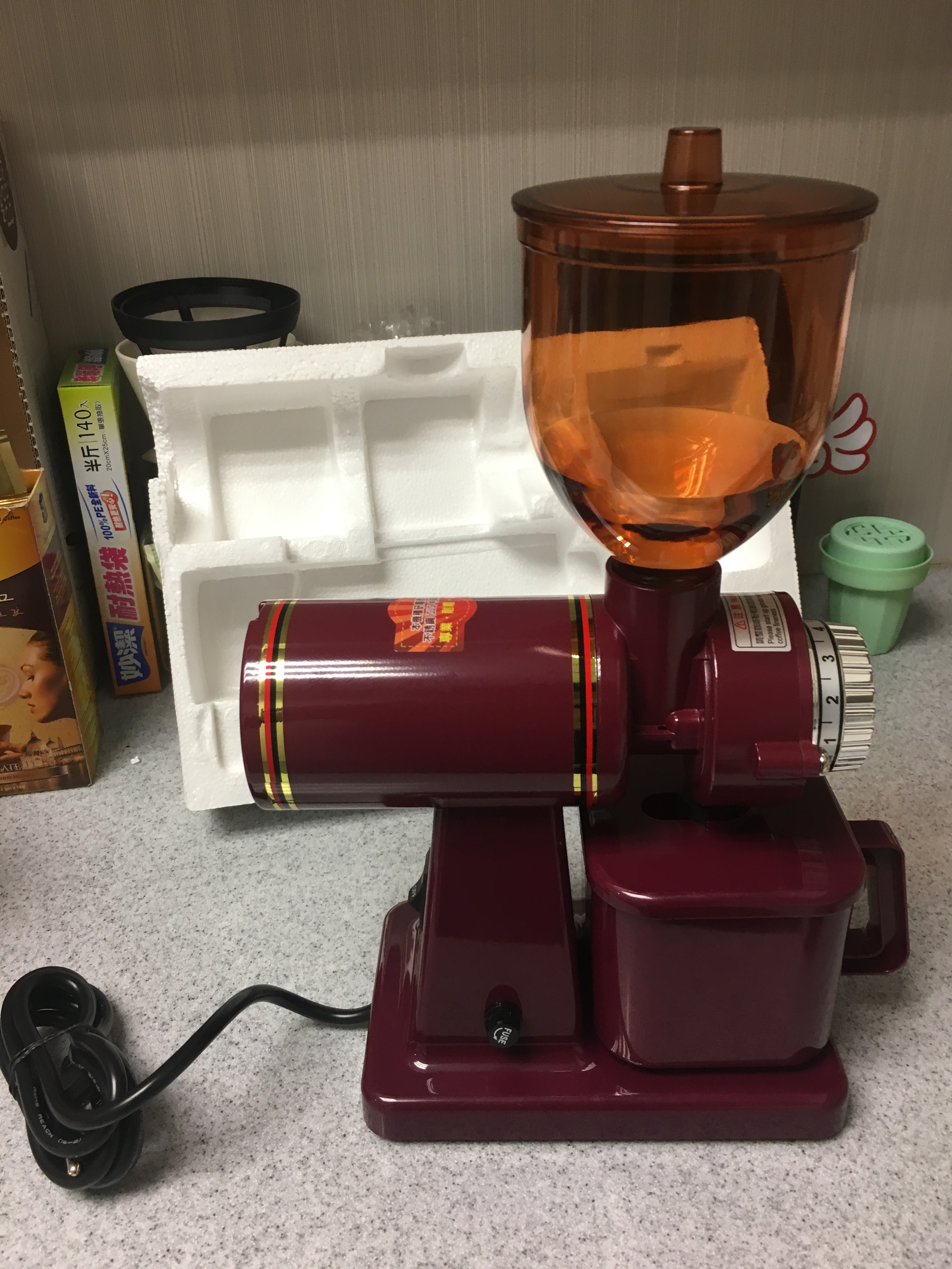 毛氈　赤金彩松流水　105×160 飛馬牌600N咖啡磨豆機開箱– I T 練肖喂